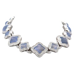 David Yurman 11.60 Carat Round Brilliant Diamond 18K White Gold Link Bracelet