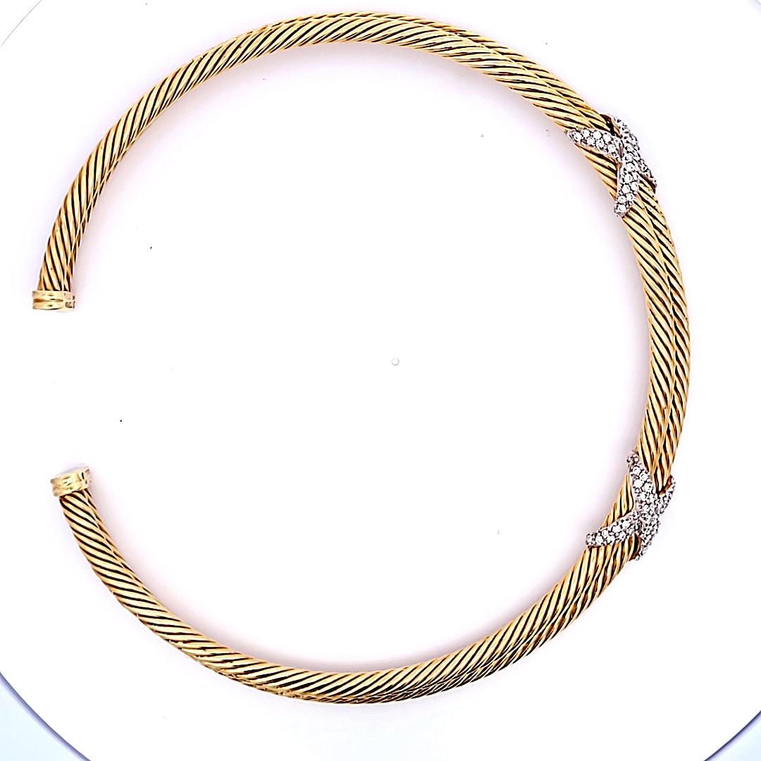 David Yurman, collier en or jaune 14 carats avec diamants ronds brillants de 1,20 carat G VS1 en vente 1