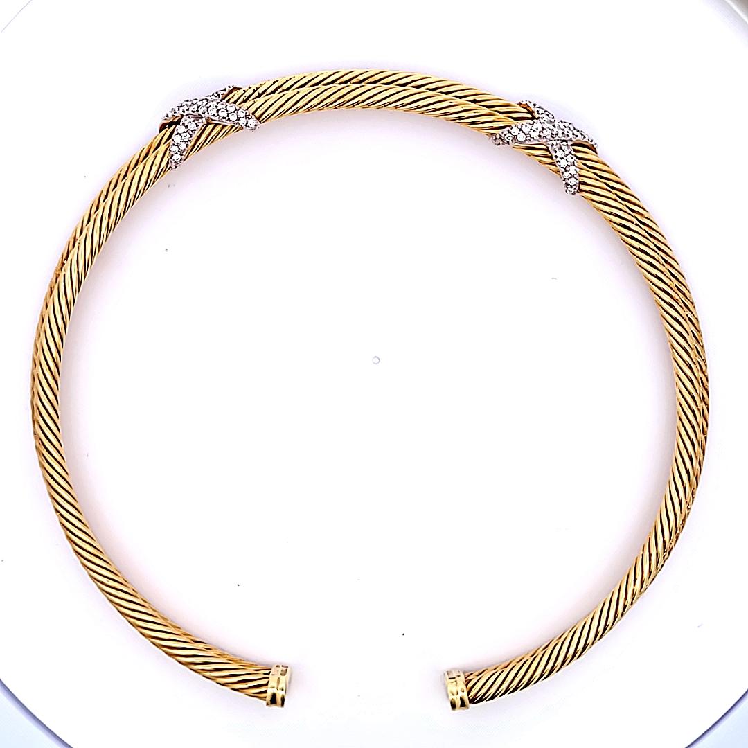 David Yurman, collier en or jaune 14 carats avec diamants ronds brillants de 1,20 carat G VS1 en vente 2