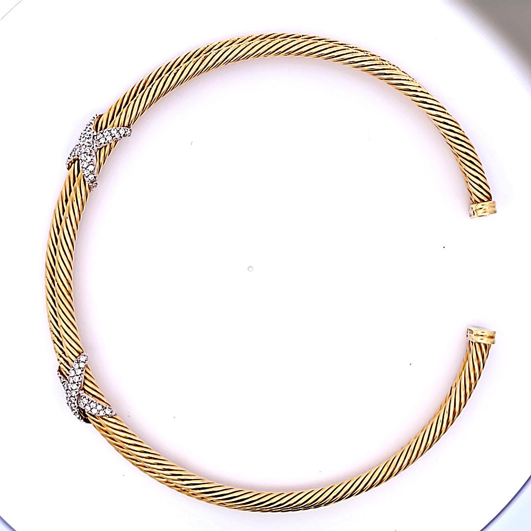 David Yurman, collier en or jaune 14 carats avec diamants ronds brillants de 1,20 carat G VS1 en vente 3