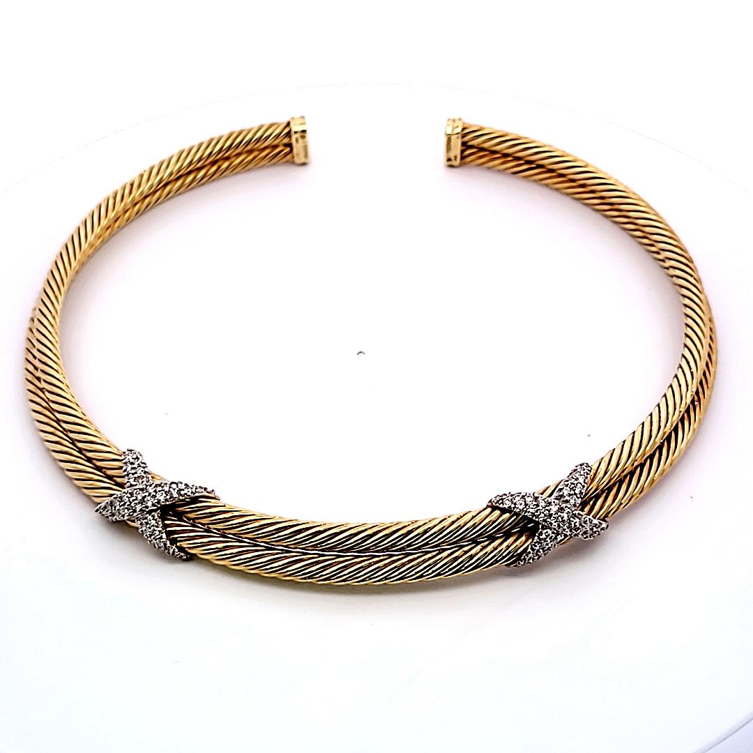 David Yurman, collier en or jaune 14 carats avec diamants ronds brillants de 1,20 carat G VS1 en vente 4