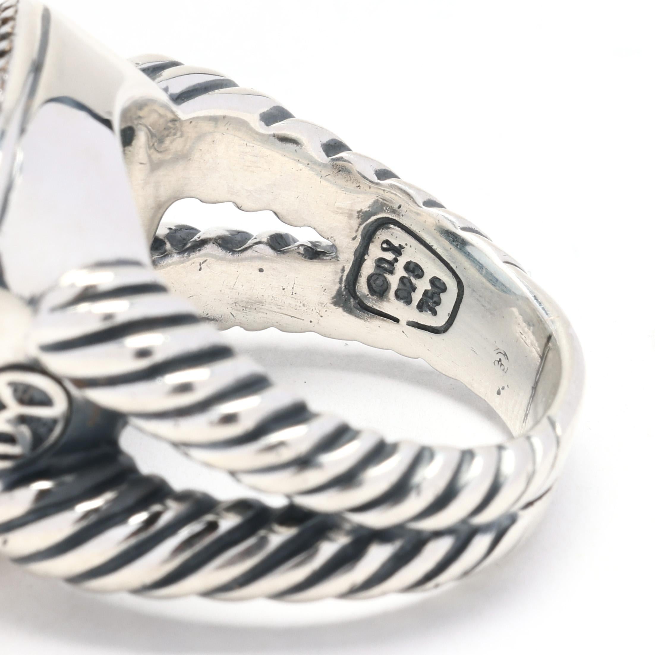 da uomo o donna Anello David Yurman con topazio blu e diamanti da 13,85 carati, argento sterling e oro bianco 18 carati in vendita