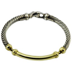 Retro David Yurman 14 Karat Gold and Sterling Cable Link Bracelet