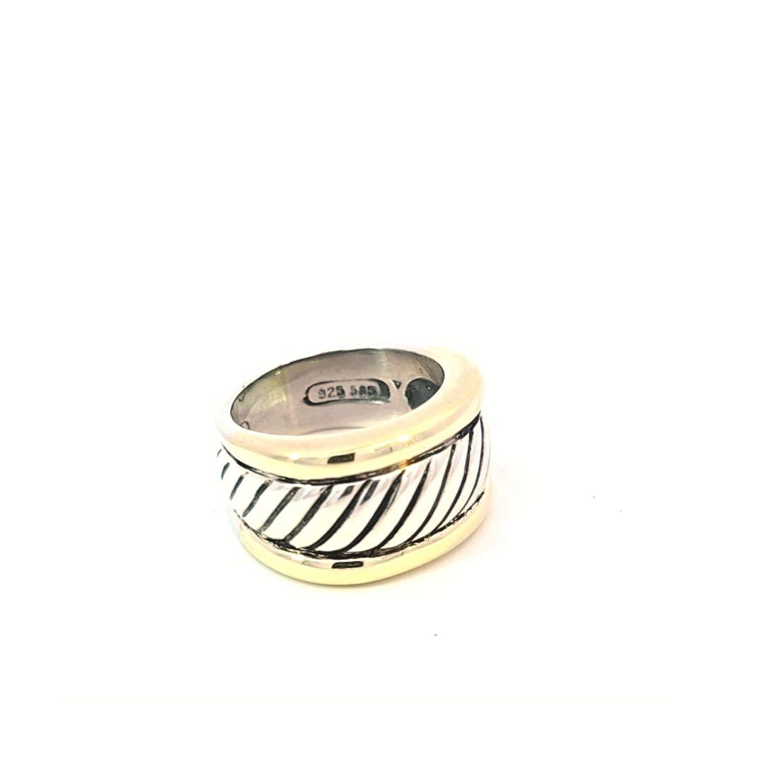 David Yurman 14 Karat Gold and Sterling Silver Band Ring 1