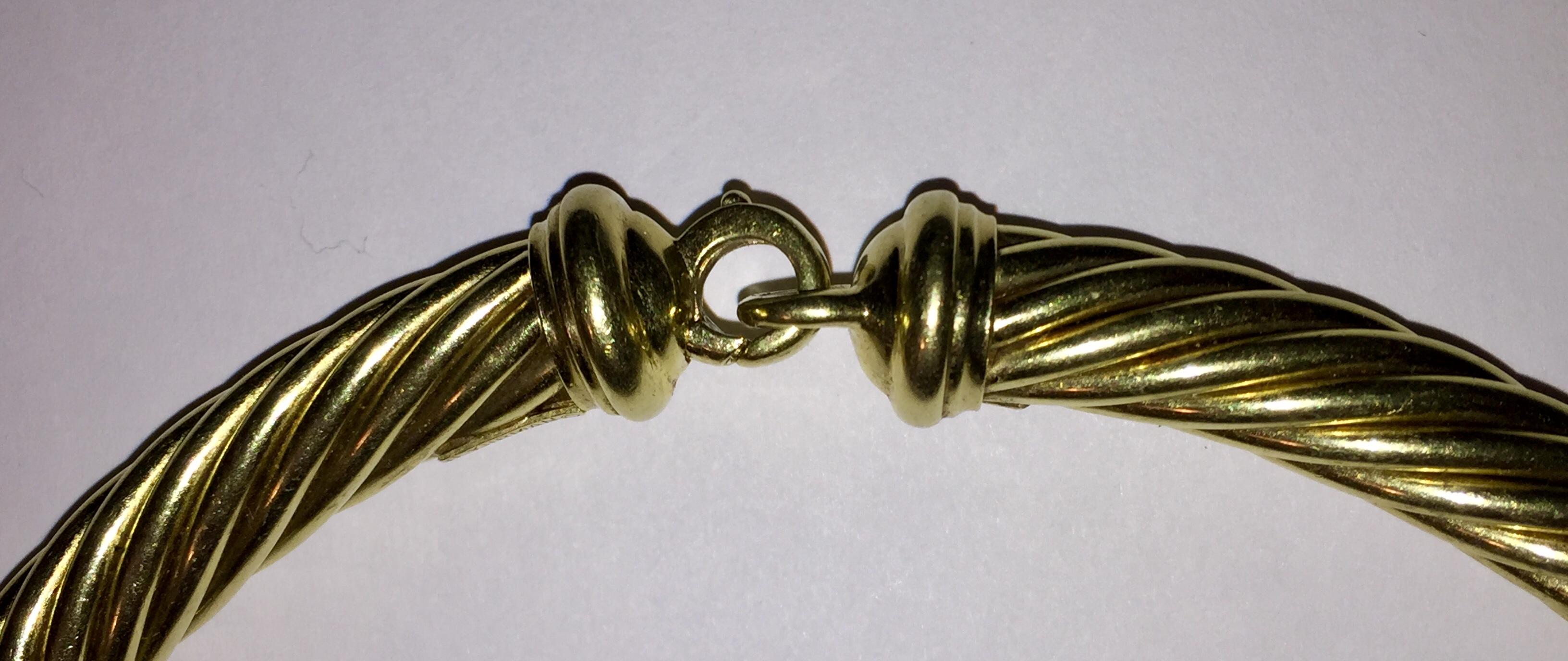 David Yurman 14 Karat Gold Cable Amethyst Green Tourmaline Necklace For Sale 1