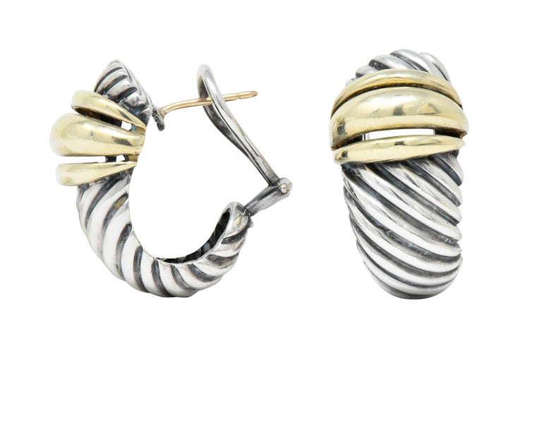 David Yurman 14 Karat Gold Sterling Silver Cable Twist Earrings For ...