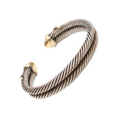 David Yurman 14 Karat Gold Sterling Silver Double Row Cable Cuff