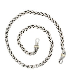 David Yurman 14 Karat Gold Sterling Silver Wheat Chain Unisex Necklace