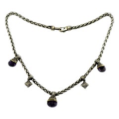 David Yurman 14 Karat Sterling Wheat Necklace with Faceted Amethyst Gems