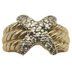 Used David Yurman 14 Karat Two-Tone Diamond “X” Ring