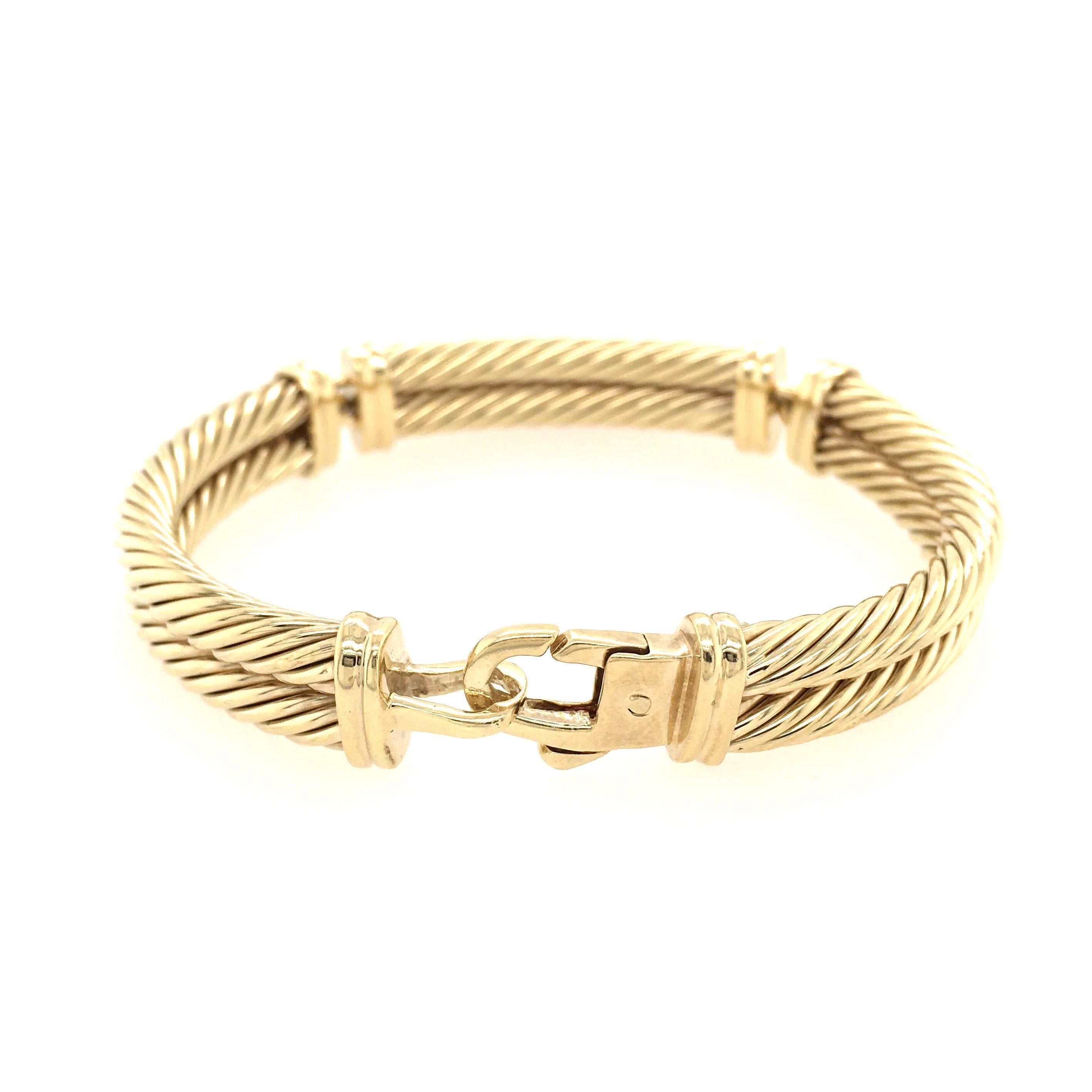 Women's or Men's David Yurman 14 Karat Yellow Gold Bracelet