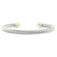 David Yurman 14 Karat Yellow Gold & Sterling Silver Cable Cuff Bracelet
