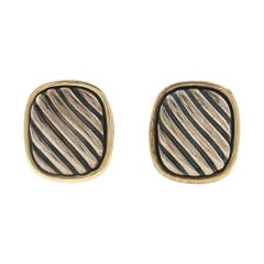 David Yurman Manschettenknöpfe für Herren aus 14-karätigem Gelbgold und Edelstahl im Vintage-Stil mit Kabelmuster und Kissenform