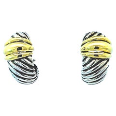 David Yurman, boucles d'oreilles en or jaune 14 carats et argent sterling 