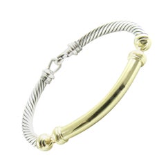 David Yurman 14 Karat Yellow Gold Sterling Silver Metro Cable Bracelet Gold Bar