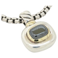 David Yurman 14k & 925 Sterling Silver Hematite Pendant on Chain Necklace