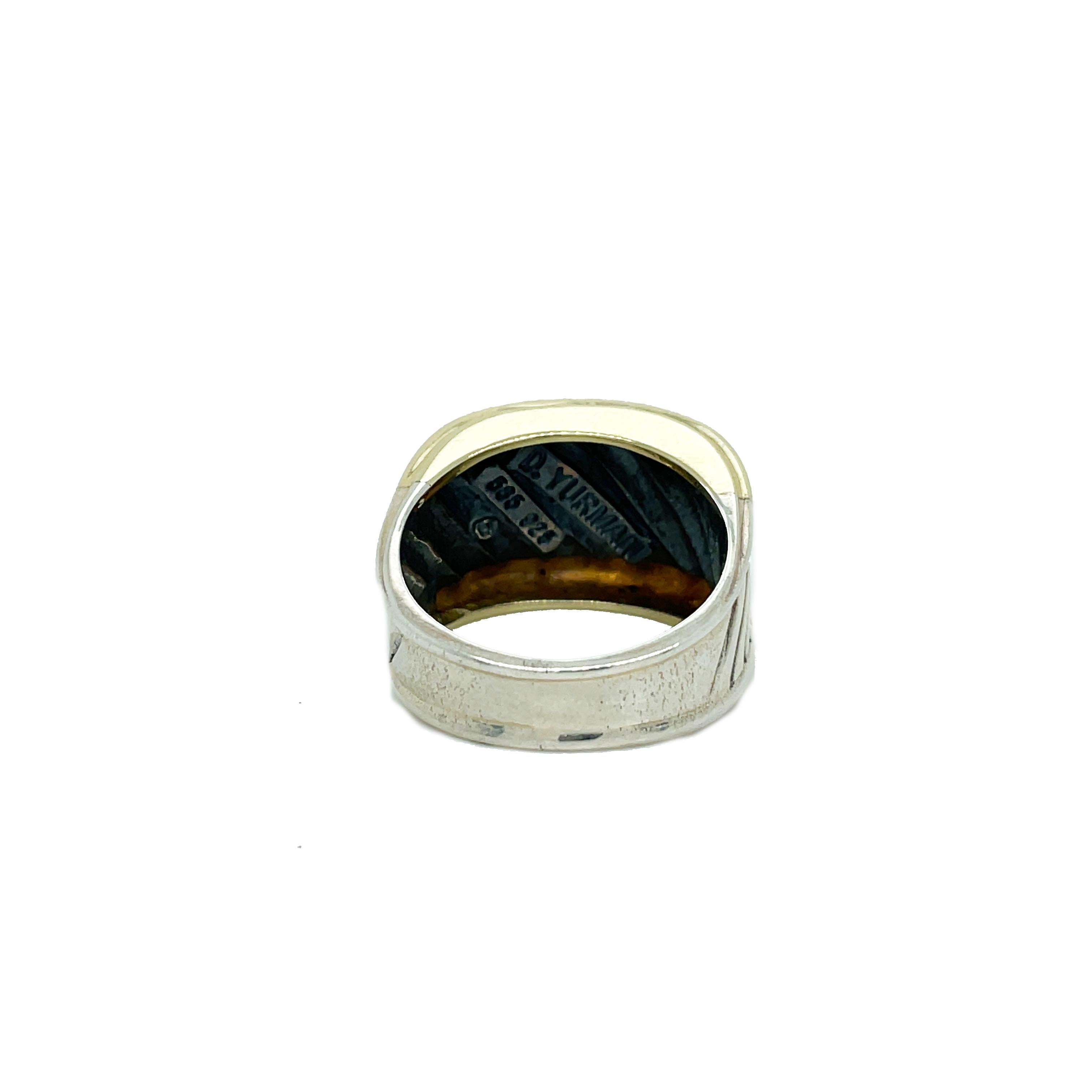 David Yurman 14K and Sterling Silver Cigar Wide Band Ring In Good Condition In Lexington, KY
