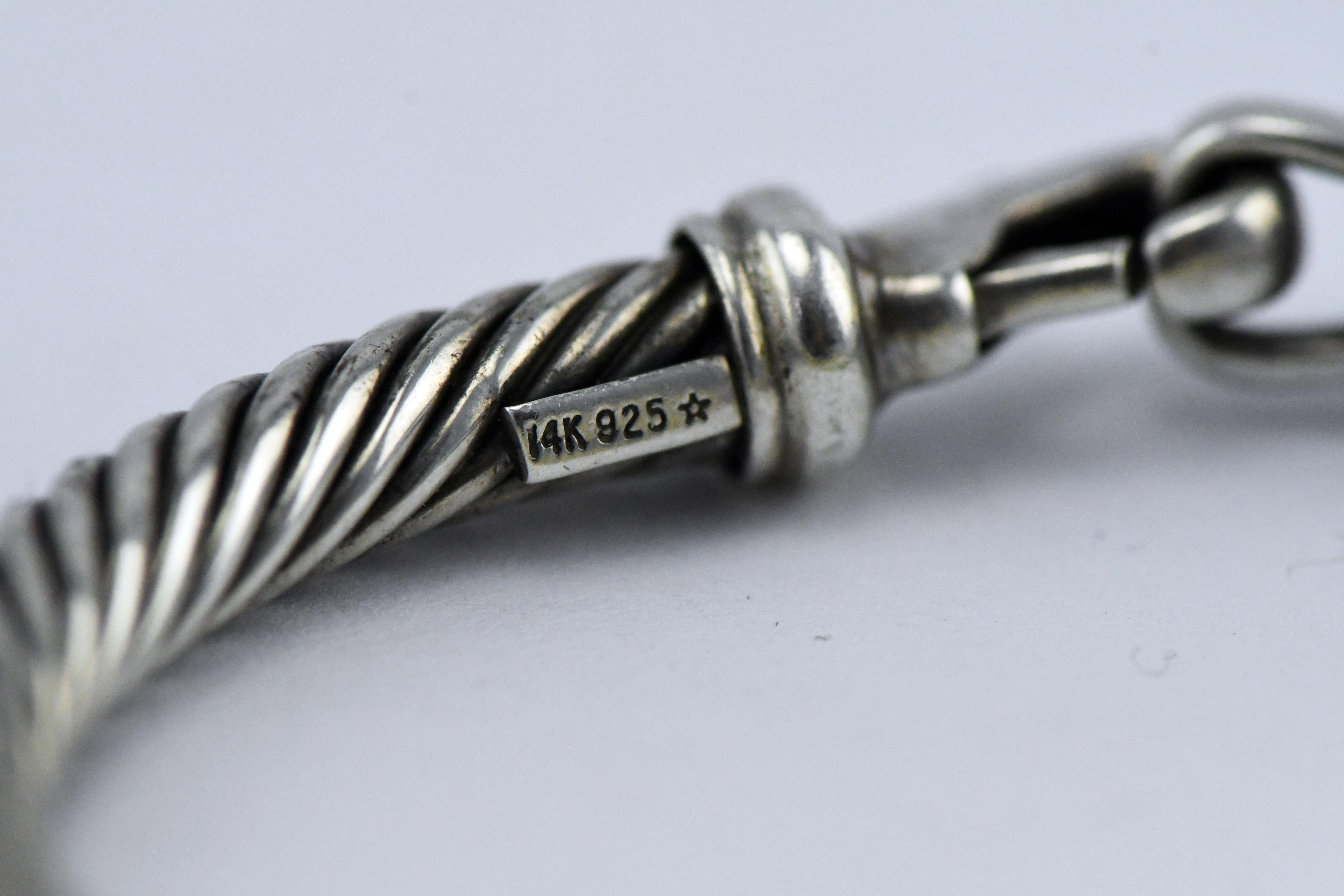 Artist David Yurman 14 Karat Gold and Sterling Cable Link Bracelet For Sale