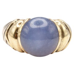 David Yurman 14K Gold and Sterling Chalcedony Cable Ring c. 1980s