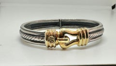 Pulsera de David Yurman con hebilla de oro de 14K y plata, estilo vintage, 37,04 g