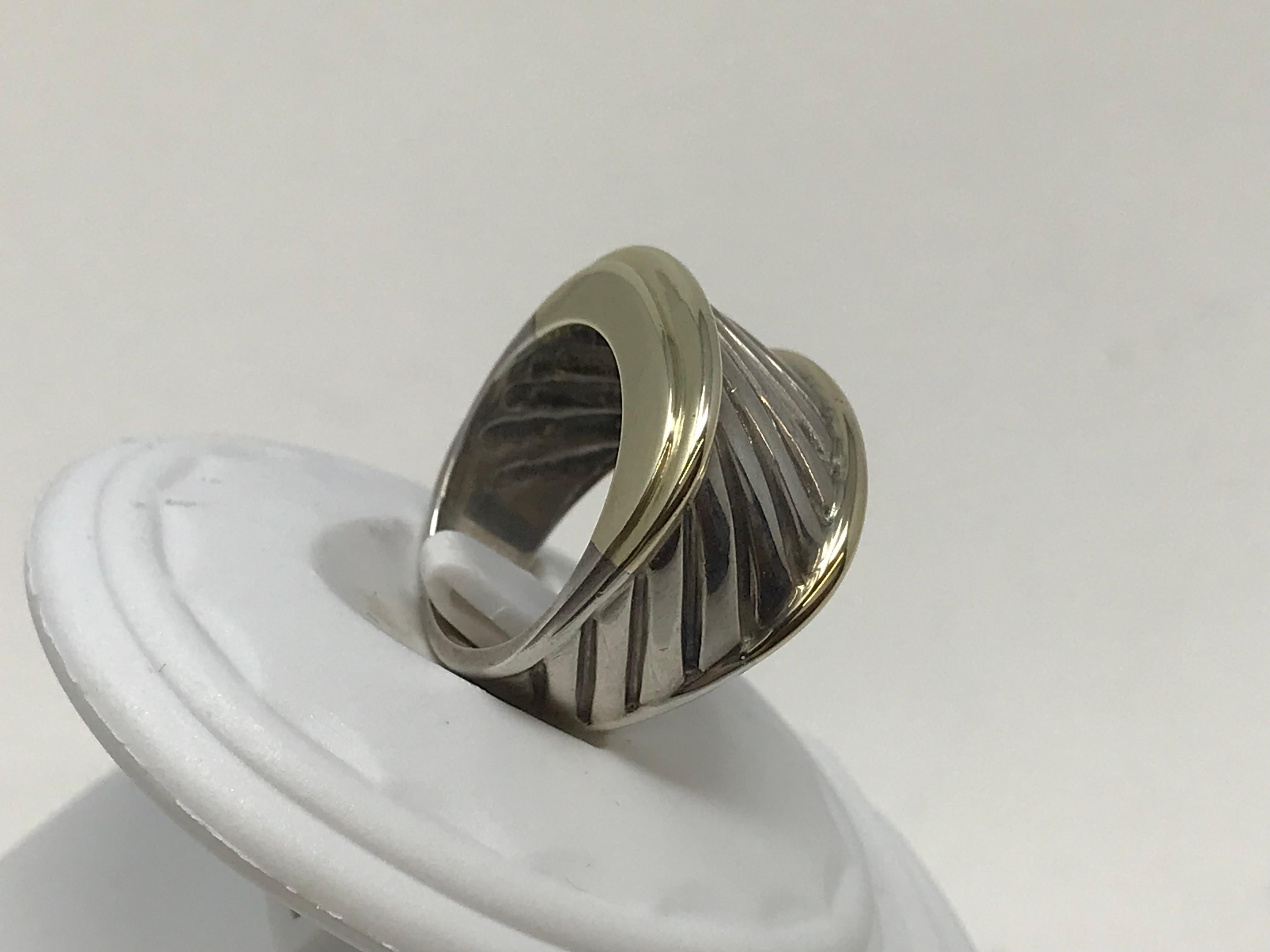 David Yurman 14k Gold & Silver Cigar Band Ring For Sale 4