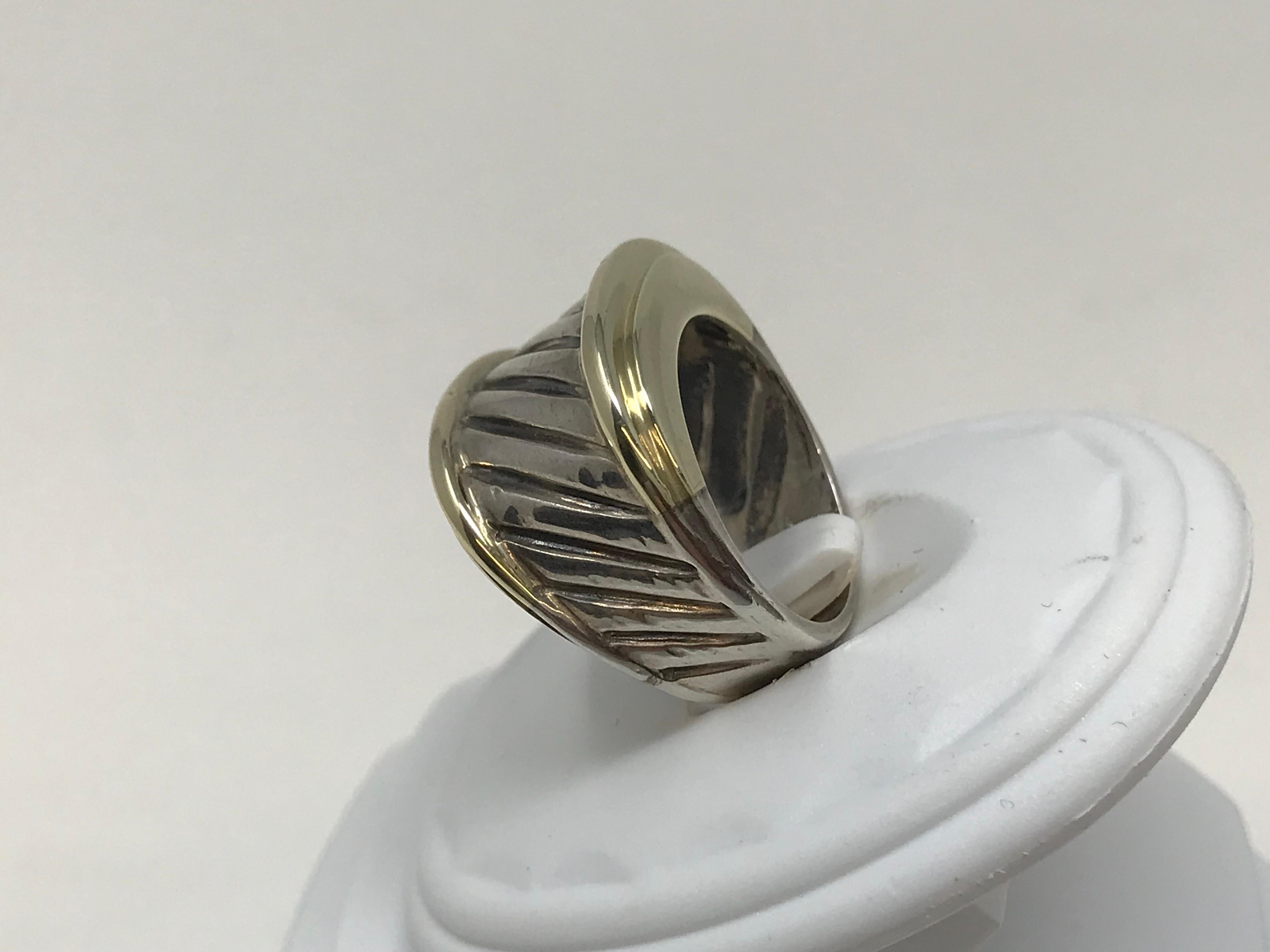 David Yurman 14k Gold & Silver Cigar Band Ring For Sale 5