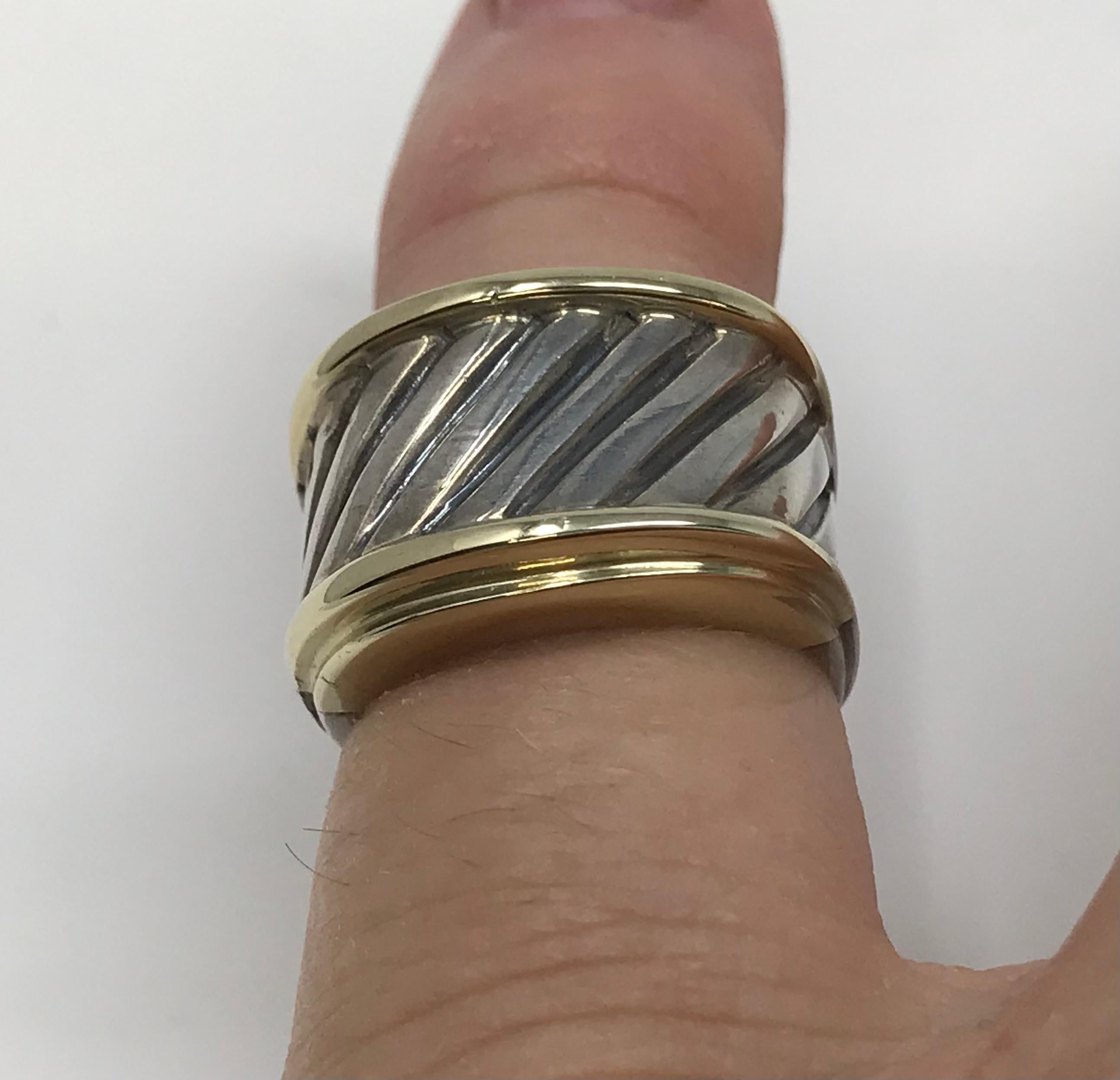 David Yurman 14k Gold & Silver Cigar Band Ring For Sale 6