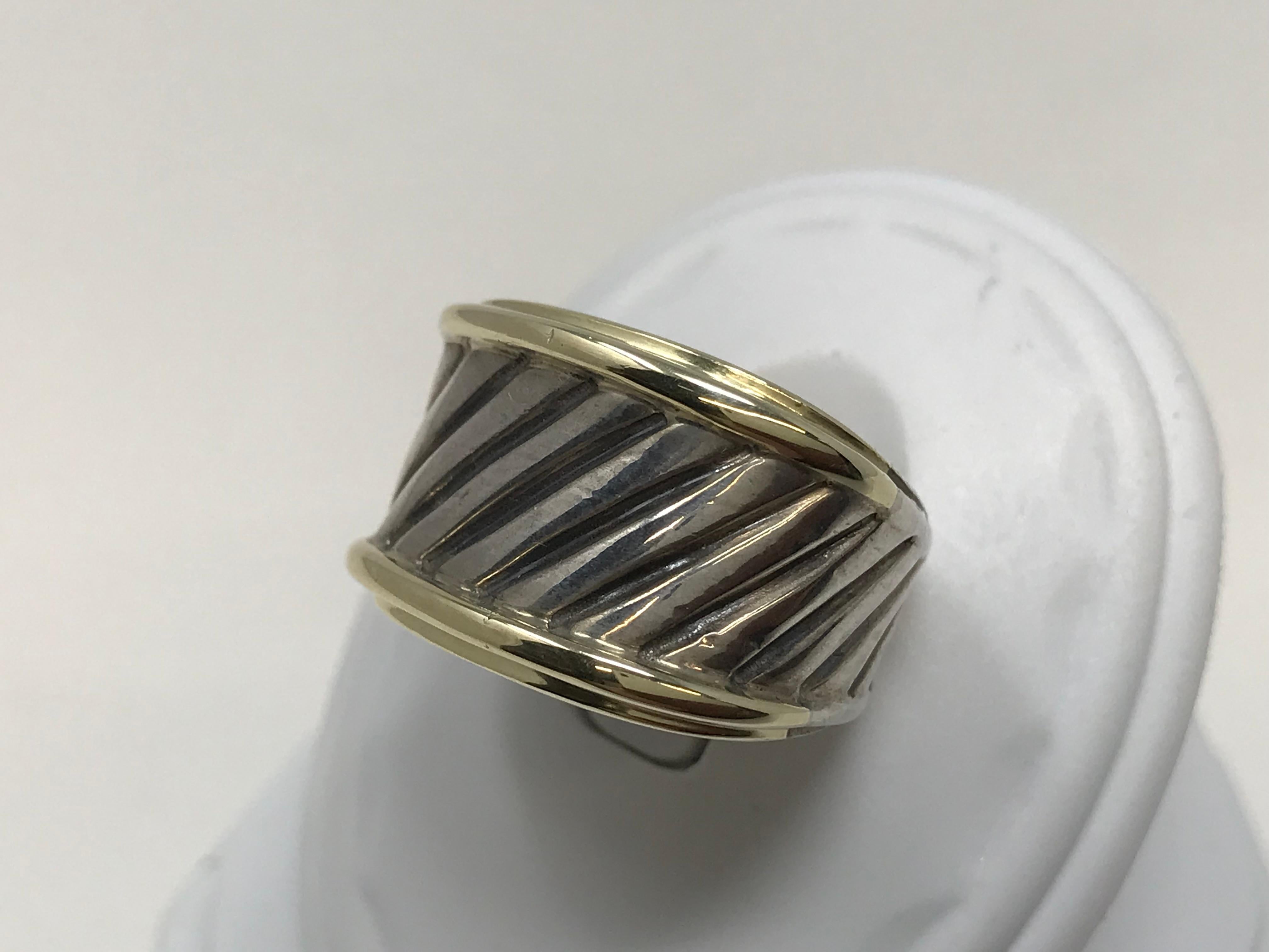 David Yurman 14k Gold & Silver Cigar Band Ring For Sale 8