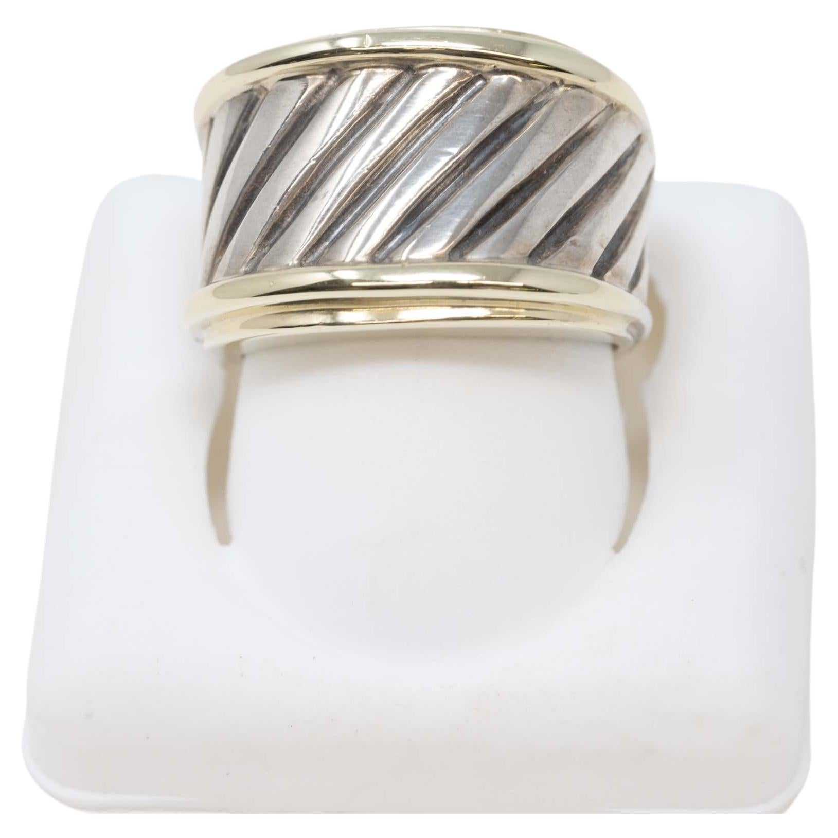 Zigarrenring aus 14 Karat Gold und Silber von David Yurman im Angebot