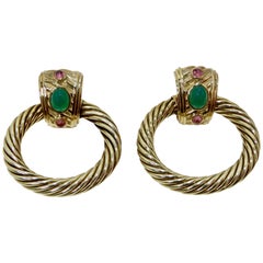 David Yurman 14K Gold & Sterling Silver Renaissance Hoop Earrings