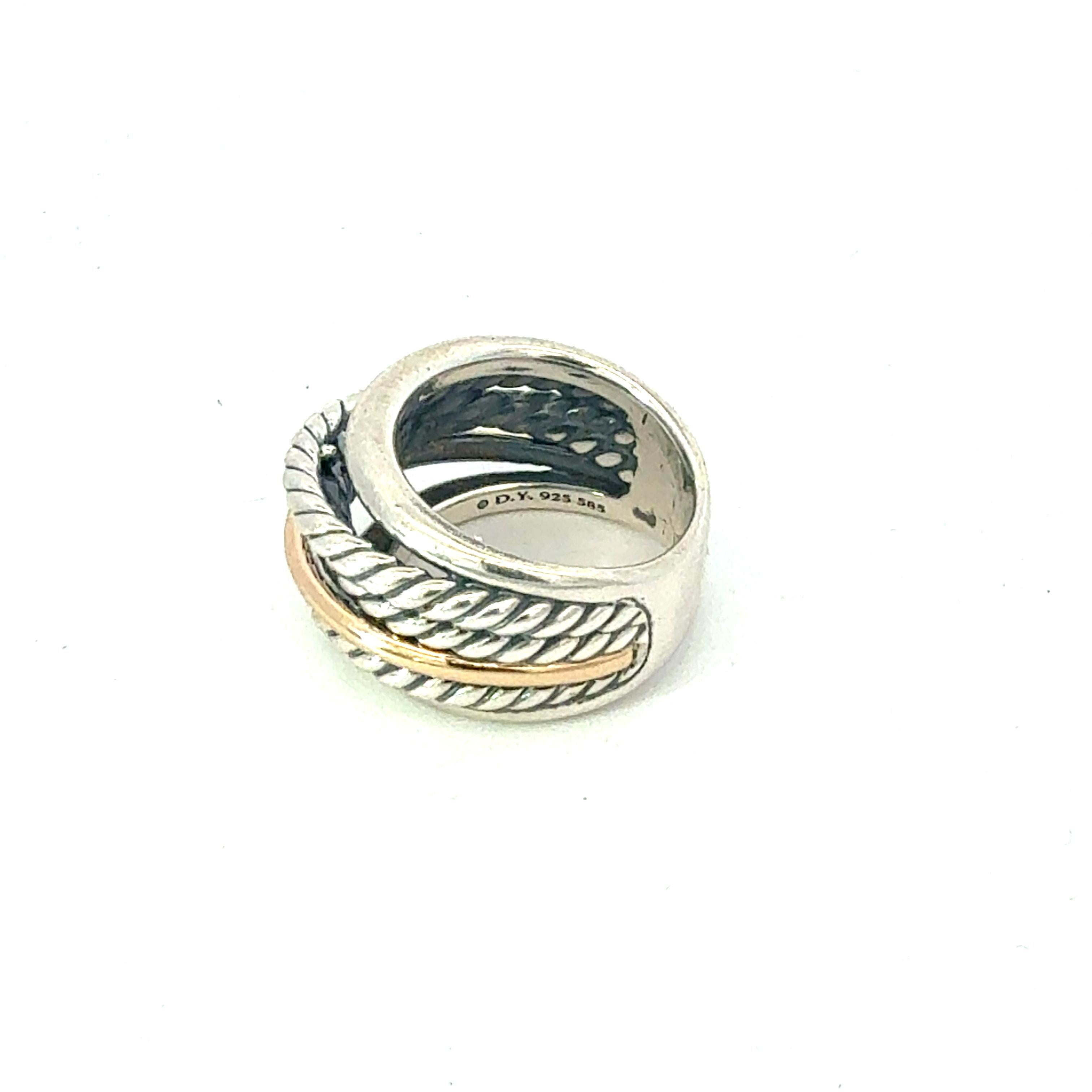 David Yurman 14k Gold & Sterling Silver Ring Size 6 Estate In Good Condition For Sale In Brooklyn, NY