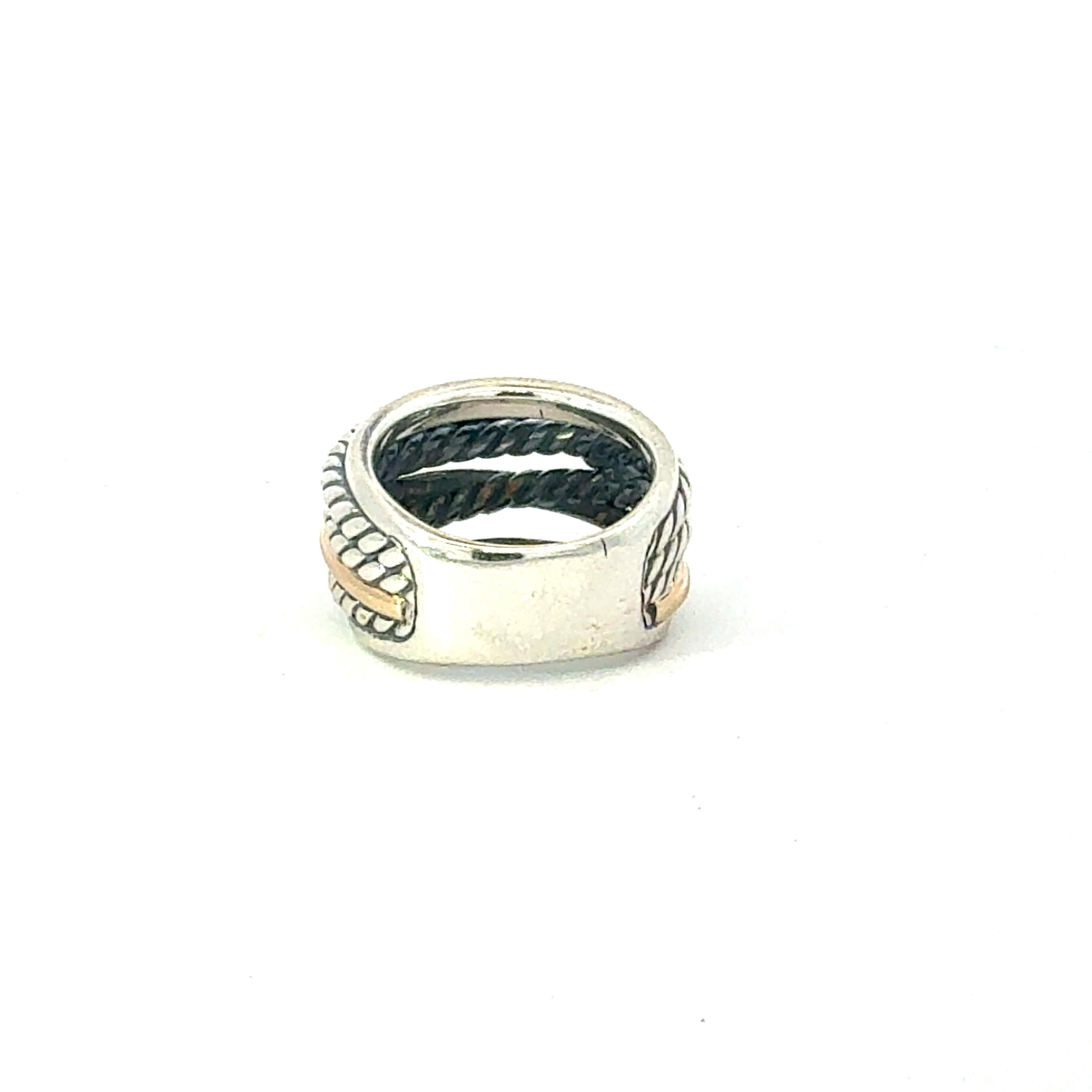 Women's David Yurman 14k Gold & Sterling Silver Ring Size 6 Estate For Sale
