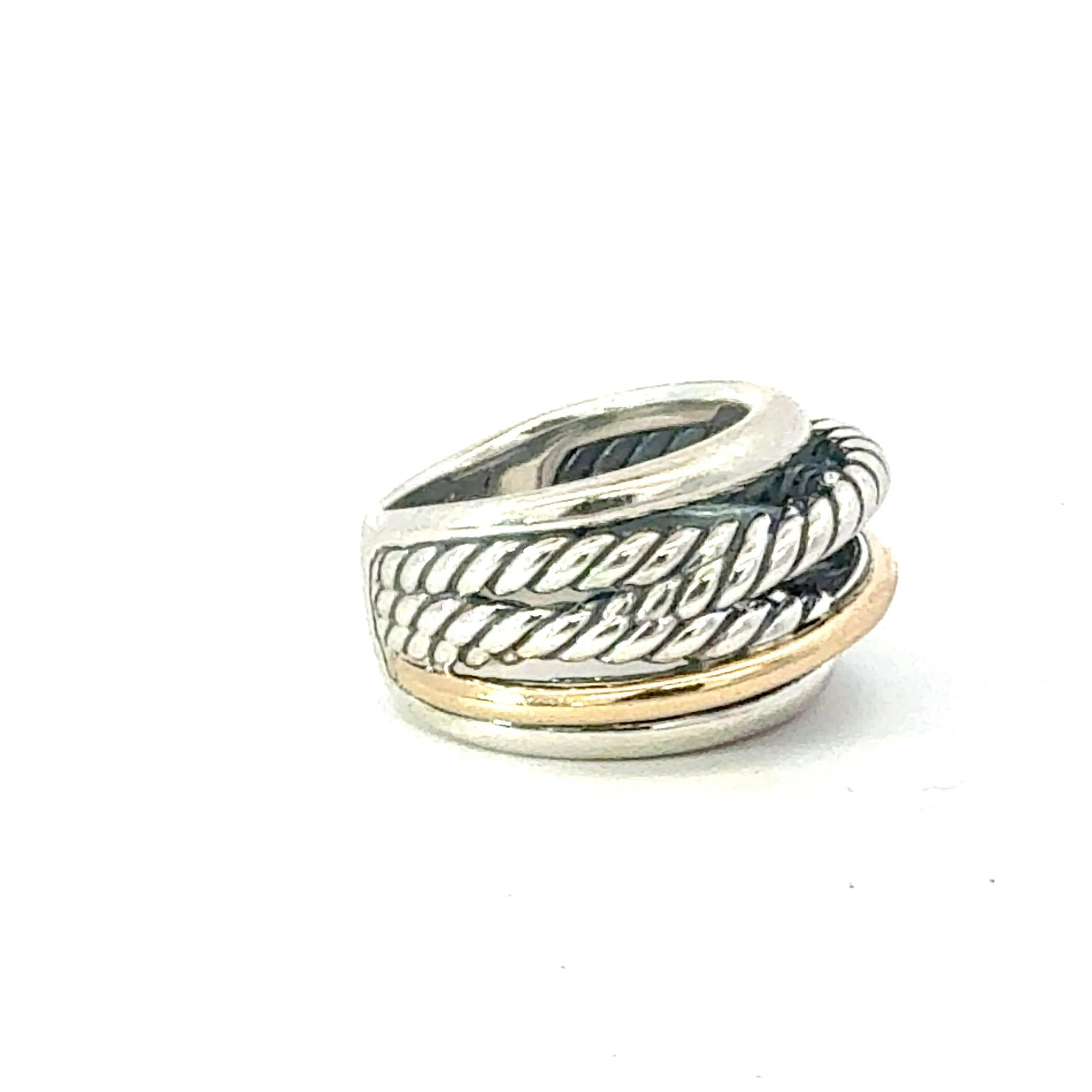 David Yurman 14k Gold & Sterling Silver Ring Size 6 Estate For Sale 1