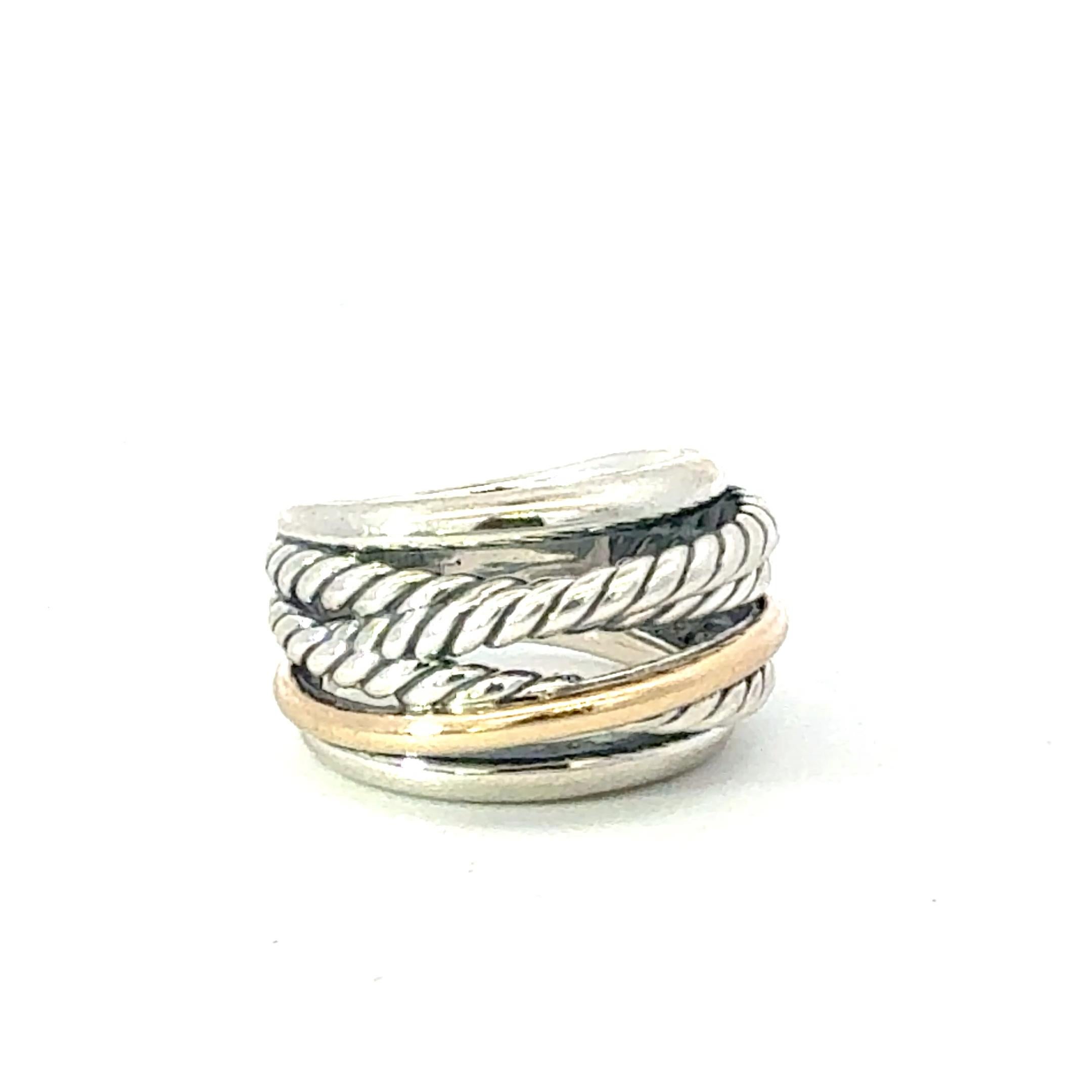 David Yurman 14k Gold & Sterling Silver Ring Size 6 Estate
