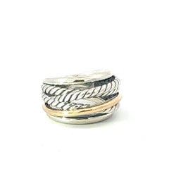 Vintage David Yurman 14k Gold & Sterling Silver Ring Size 6 Estate