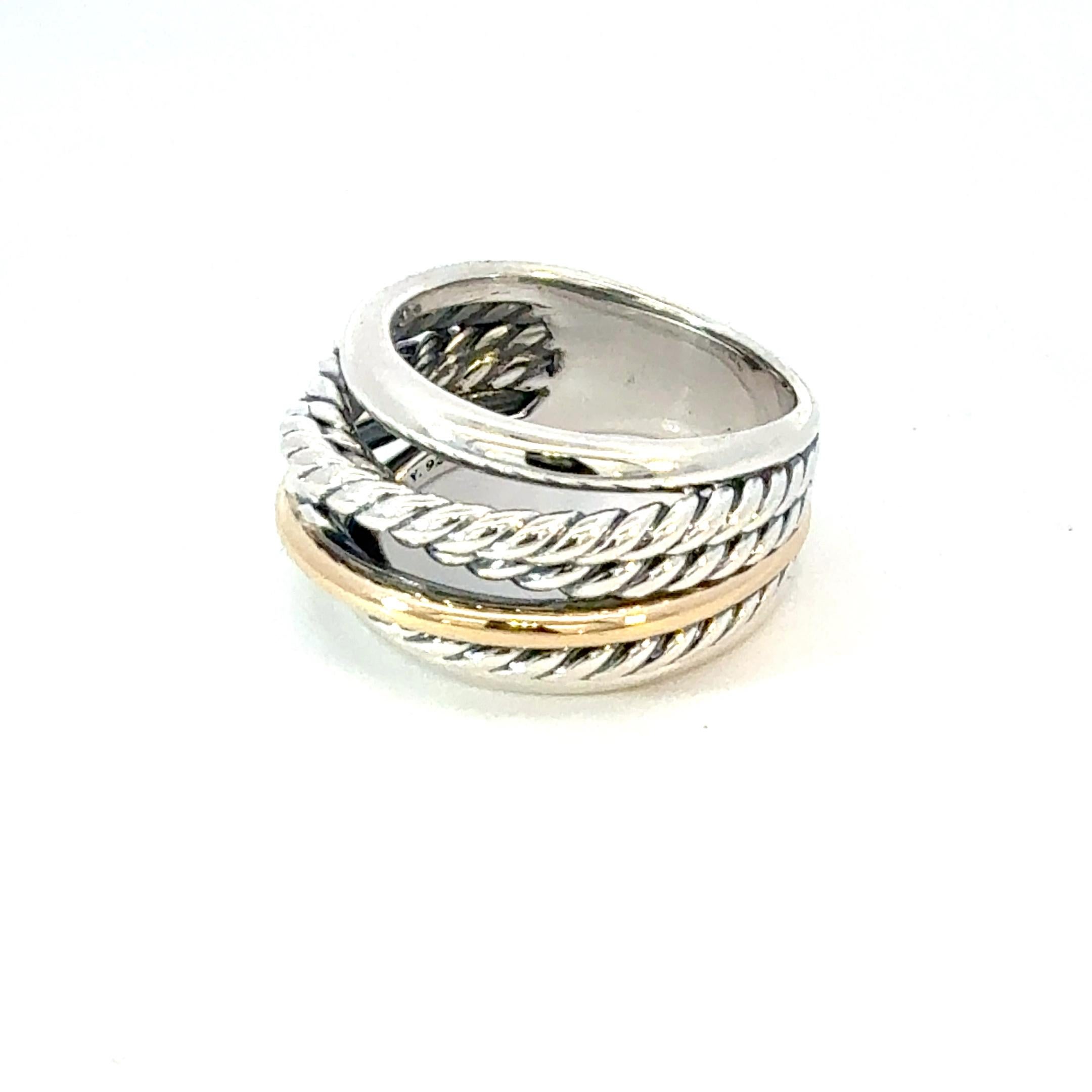 David Yurman Anello in oro 14k e argento sterling misura 9 Estate In condizioni buone in vendita a Brooklyn, NY