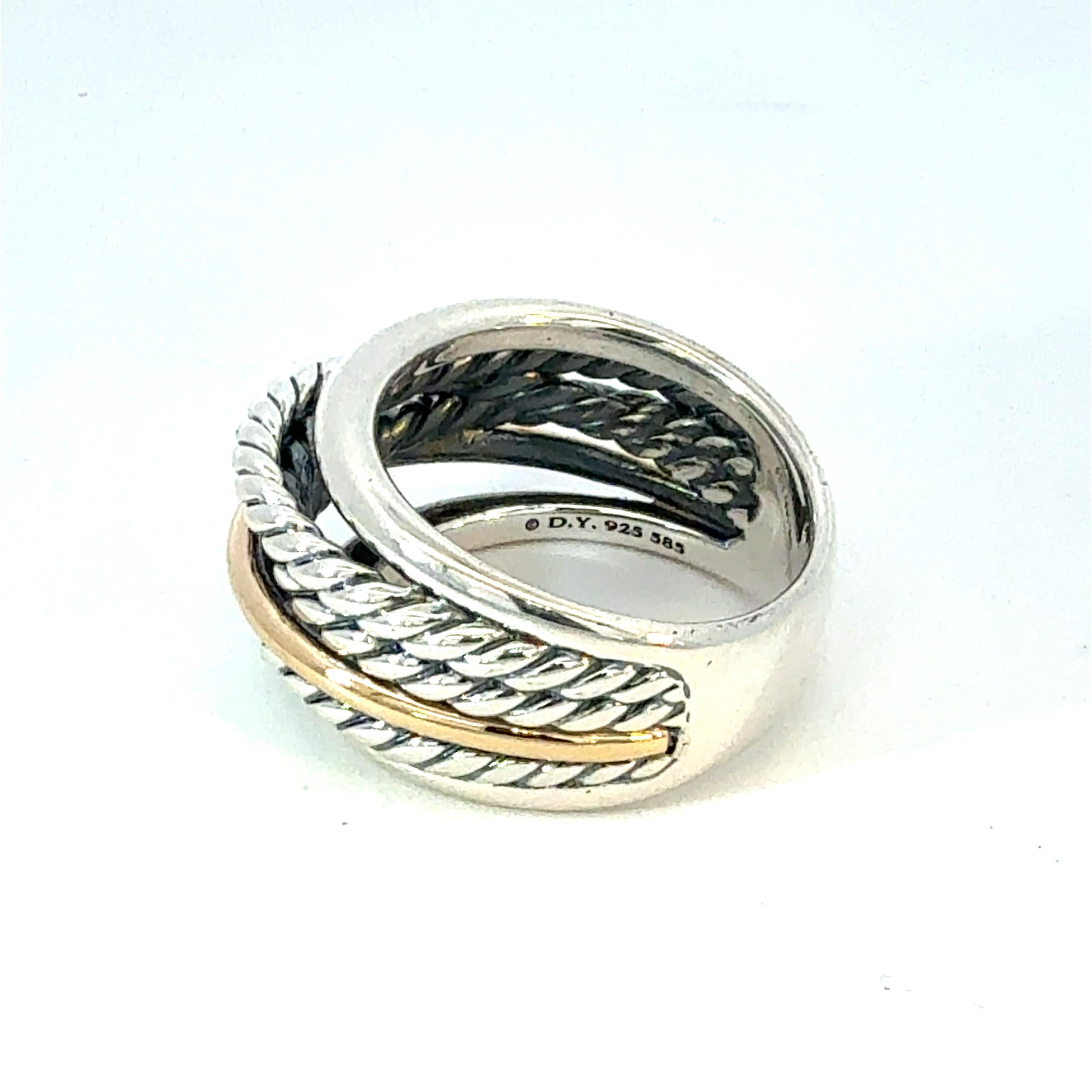 David Yurman Anello in oro 14k e argento sterling misura 9 Estate in vendita 1