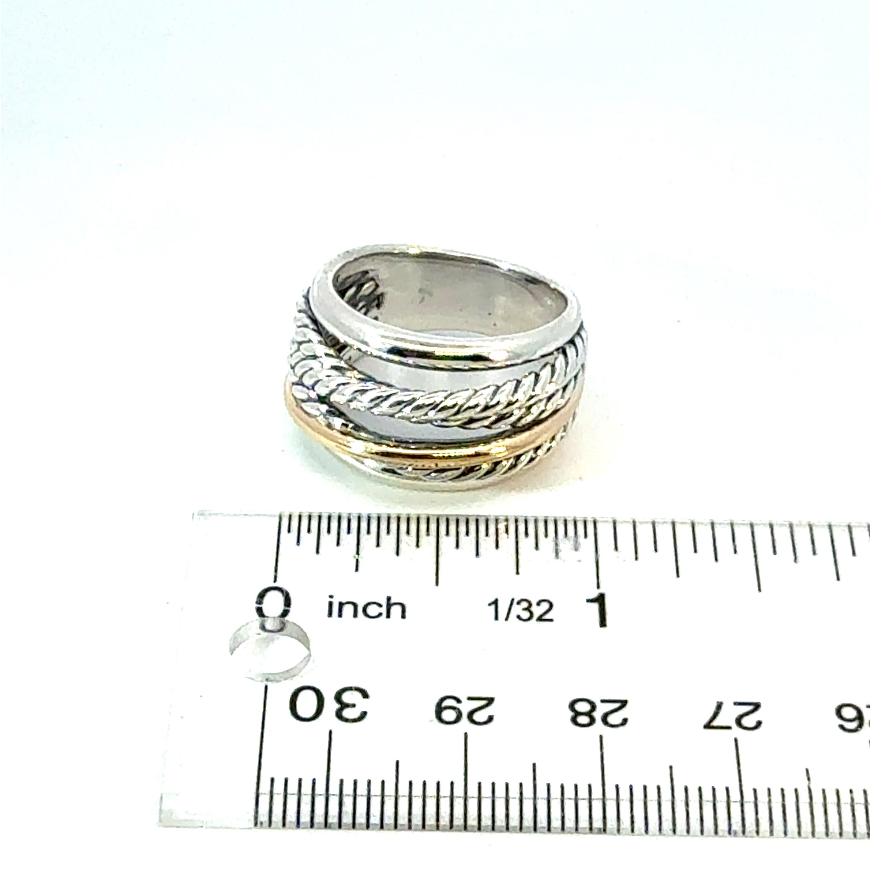 David Yurman Anello in oro 14k e argento sterling misura 9 Estate in vendita 2