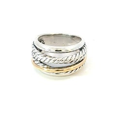 David Yurman Anello in oro 14k e argento sterling misura 9 Estate