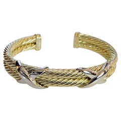 David Yurman 14K Massivgold Double X Doppel-Kabel-Manschettenarmband