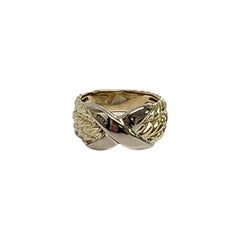 David Yurman 14K Yellow and White Gold Crossover X 3 Row Cable Ring Size 5 1/2