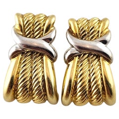 David Yurman 14K Gelb- und Weißgold große Kabel X Ohrringe Omega Backs #24484 David Yurman 14K Gelb- und Weißgold große Kabel X Ohrringe Omega Backs #24484
