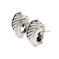 David Yurman 14K Yellow Gold & 925 Silver Classics Cigar Huggie Clip-on Earrings