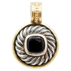 Vintage David Yurman 14K Yellow Gold & 925 Sterling Silver Retired Onyx Pendant