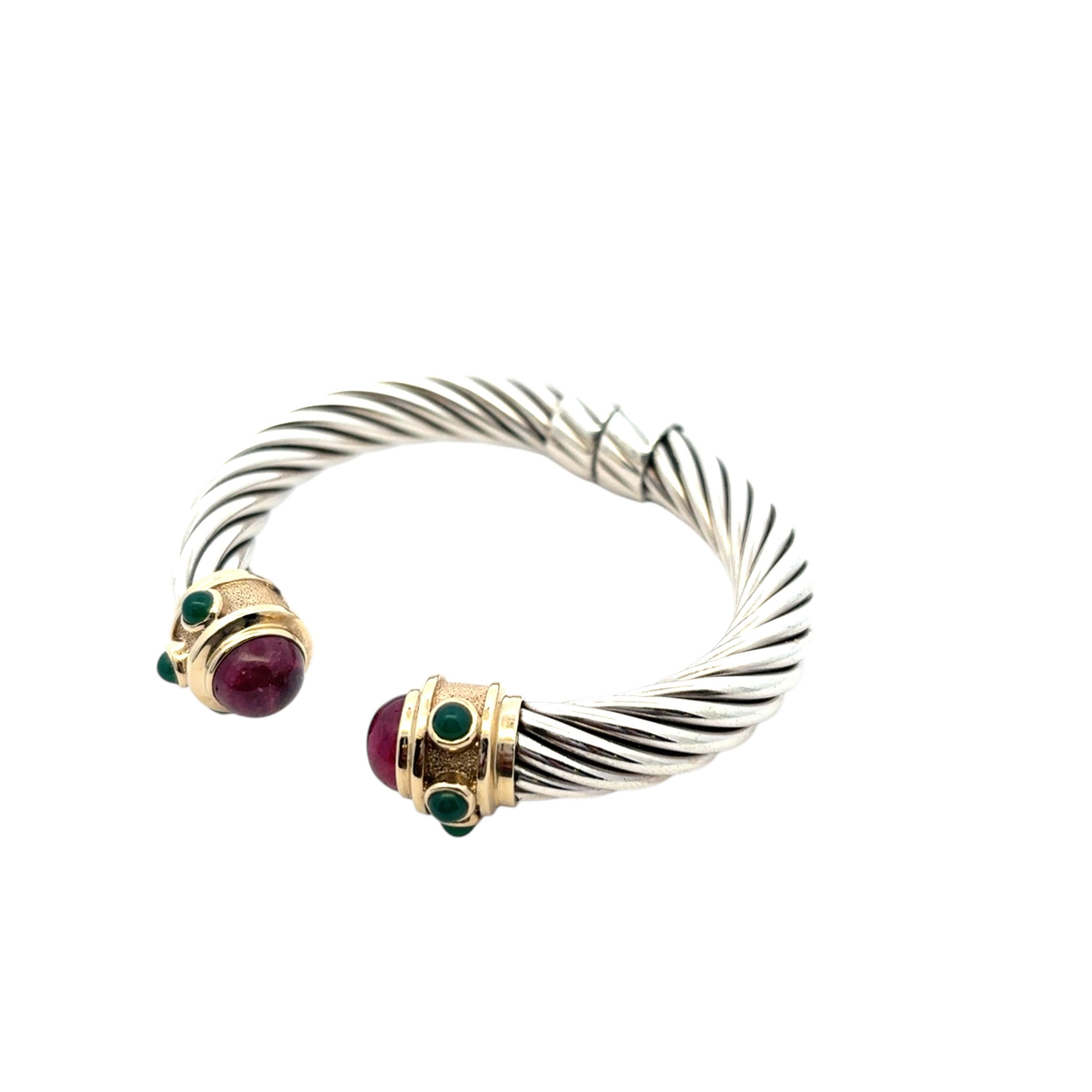 David Yurman, bracciale in oro giallo 14k e argento 925 con ametista e crisofraso 4