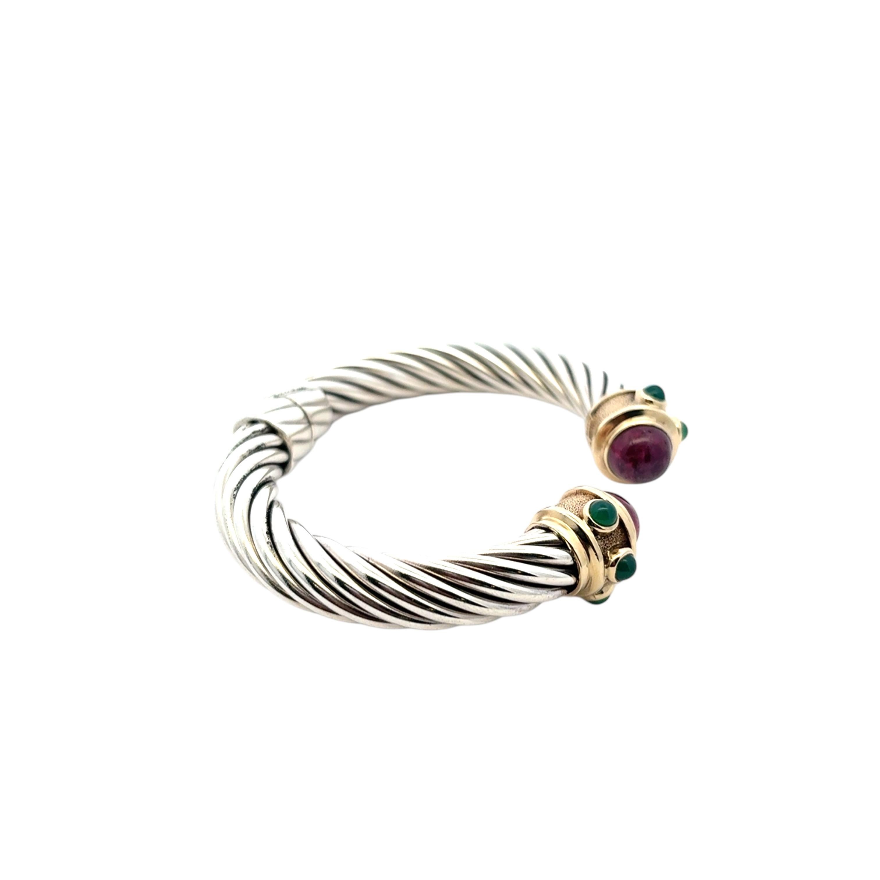 David Yurman, bracciale in oro giallo 14k e argento 925 con ametista e crisofraso In condizioni ottime a Boca Raton, FL