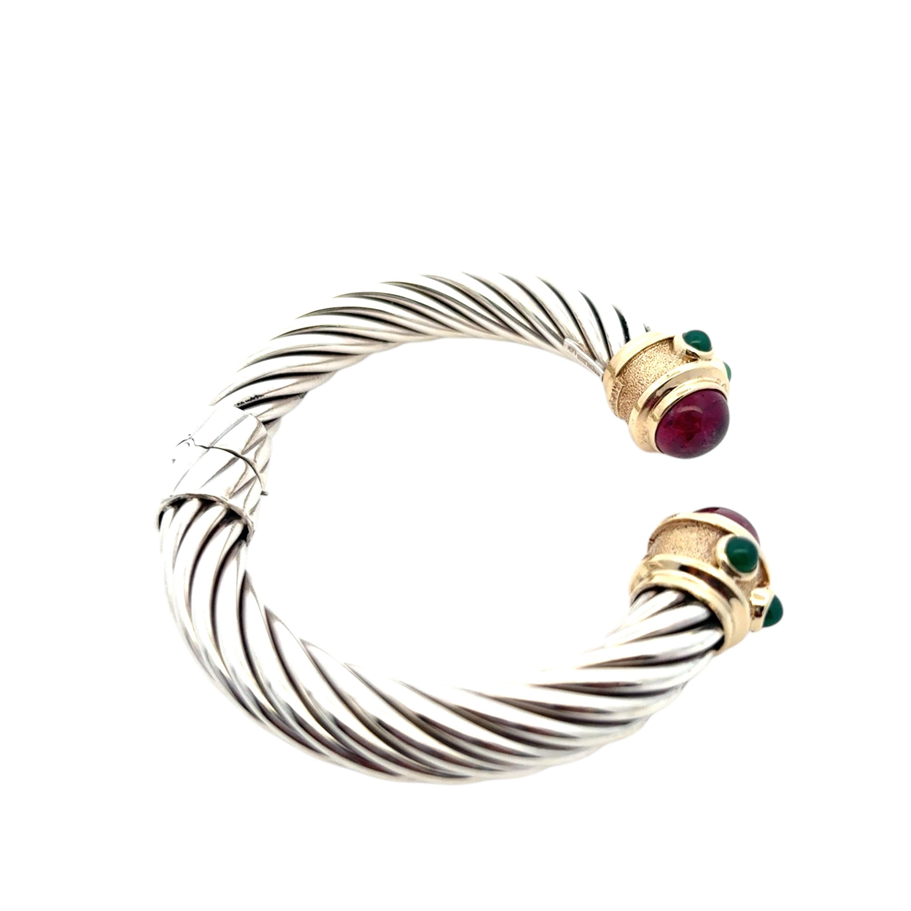 Donna David Yurman, bracciale in oro giallo 14k e argento 925 con ametista e crisofraso