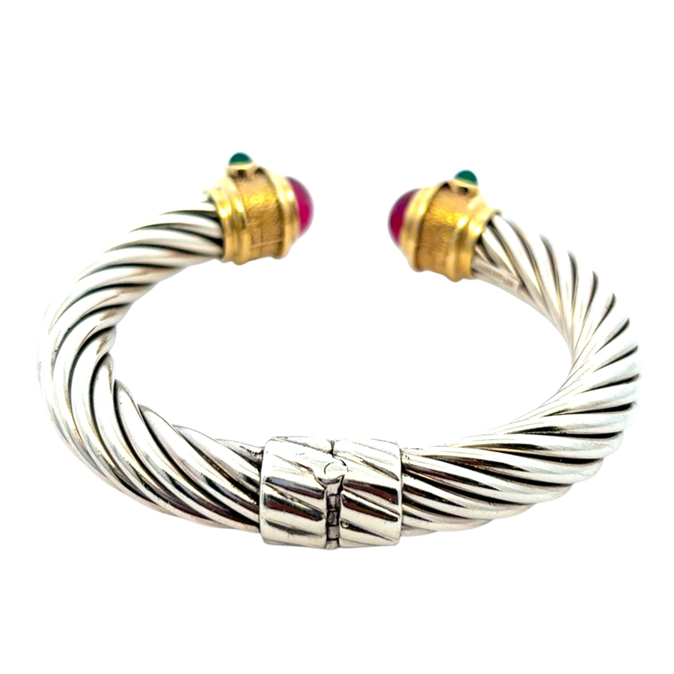 David Yurman, bracciale in oro giallo 14k e argento 925 con ametista e crisofraso 1