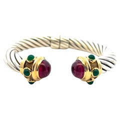 David Yurman, bracciale in oro giallo 14k e argento 925 con ametista e crisofraso