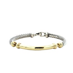 David Yurman 14k Yellow Gold and Sterling Silver Cable Bangle Bracelet